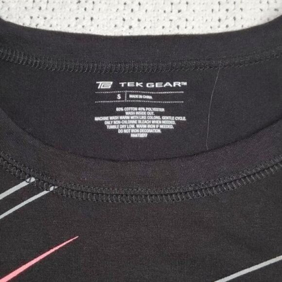 Tek Gear Black Multicolored Striped Athletic Long Sleeve Pullover Sz S Shirt - Picture 3 of 8